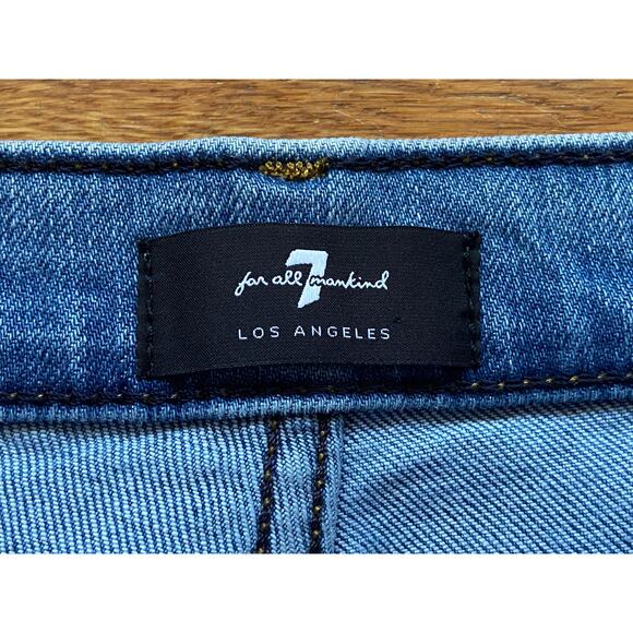 7 FOR ALL MANKIND 'High Waist Cropped Straight' Button-fly Jeans sz 32 - Picture 4 of 13